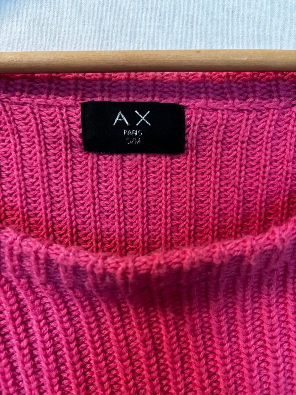 Pink Ribbed Cropped Sweater Off the Shoulder - Picture 2 of 3